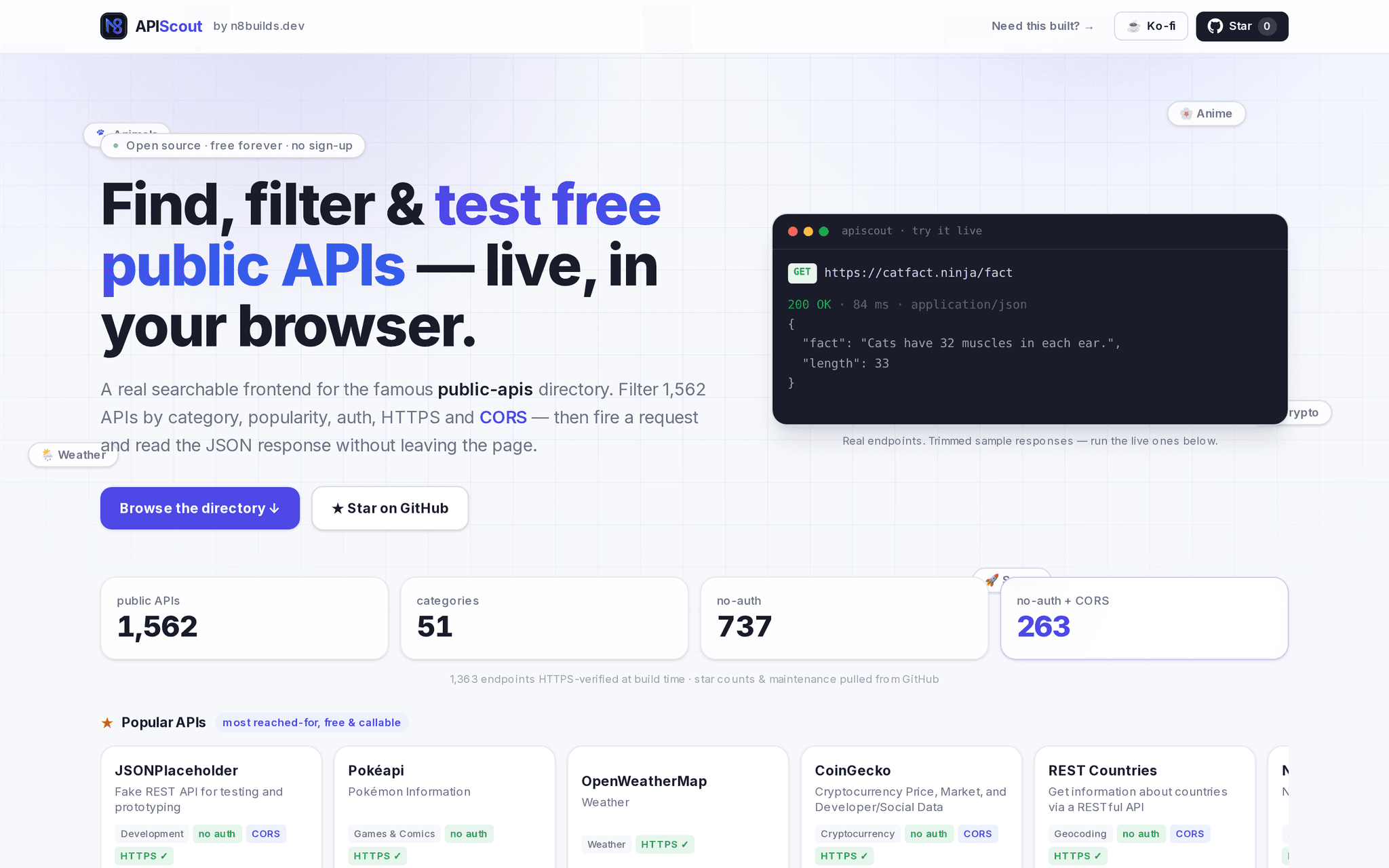 APIScout — find, filter & test free public APIs
