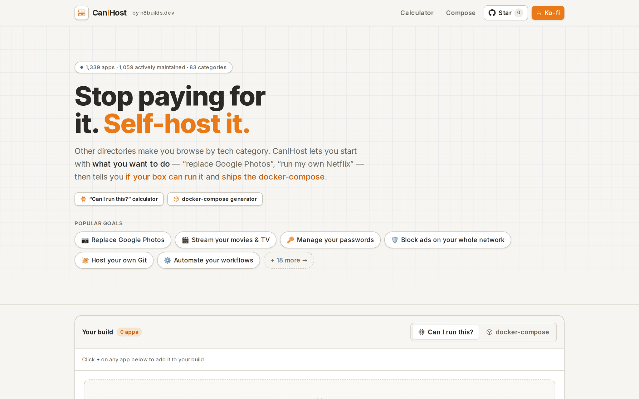 CanIHost — find self-hosted apps, plan your homelab